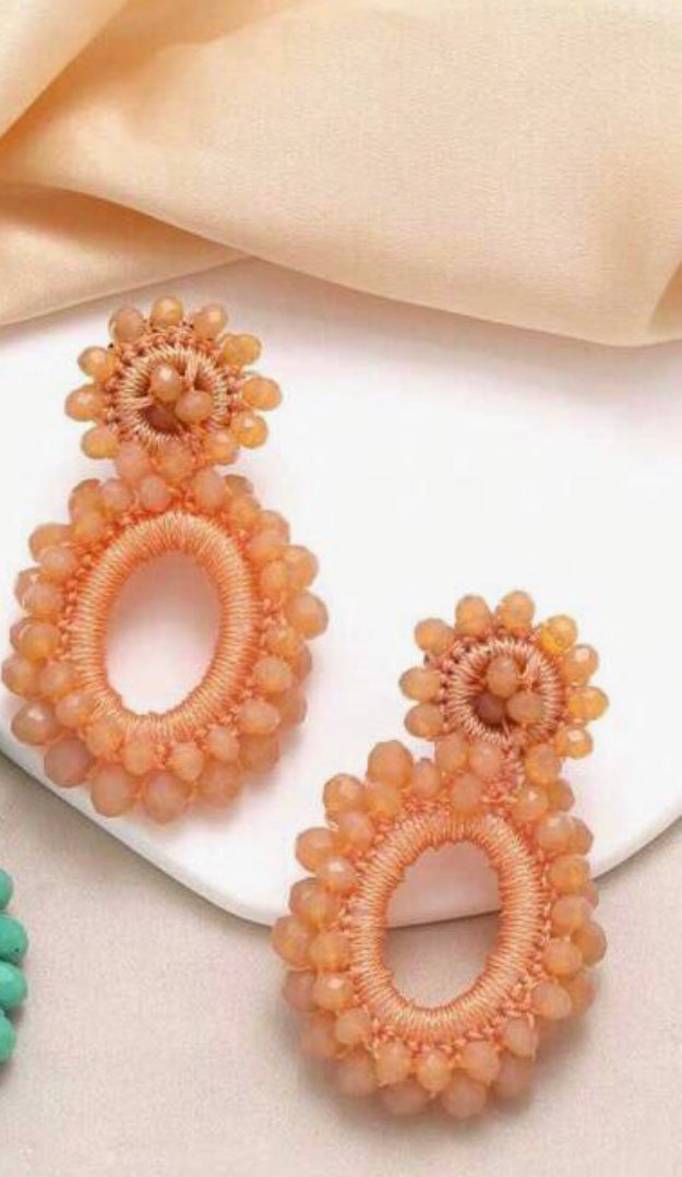 Light Orange Beaded Earrings