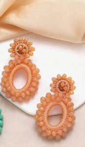 Light Orange Beaded Earrings