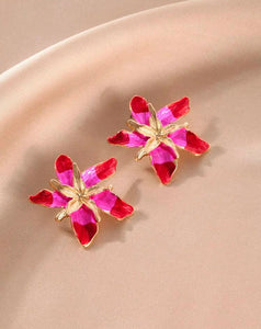 Pink Abstract Flower Earrings