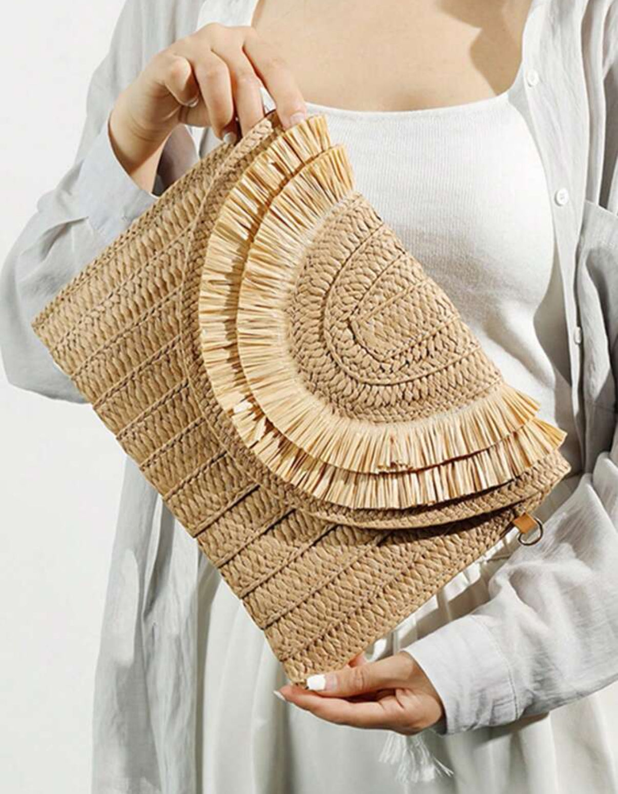 Oversized Straw Clutch