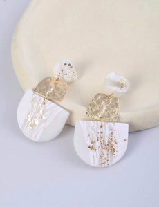 White Faux Marble Earrings