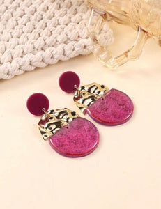Plum Glossy Semicircle Earrings