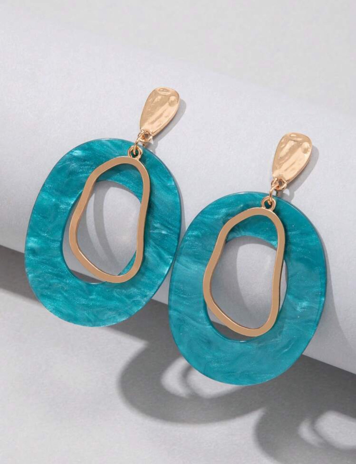 Aqua Acrylic Geometric Earrings