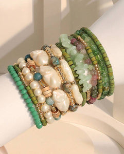 Green Bohemian Beaded Bracelets