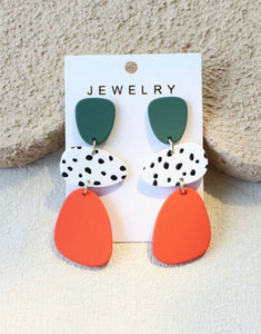Green & Orange Contrast Earrings
