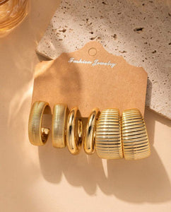 3 pair Textured Hoop Earrings