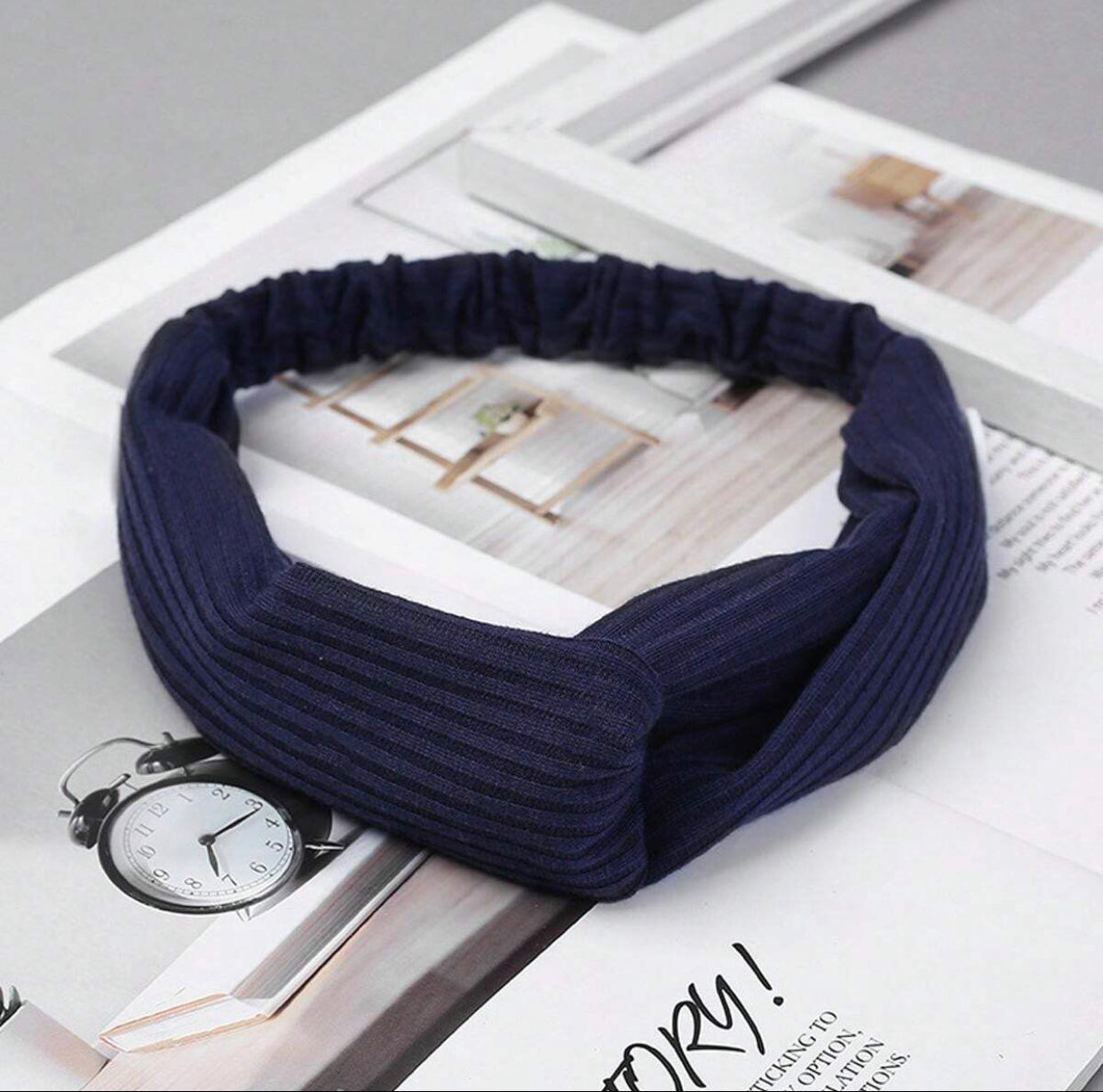 Navy Twist Knotted Headband