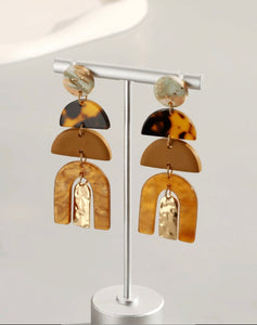 Brown Geometric Arch Semi Circle Earrings