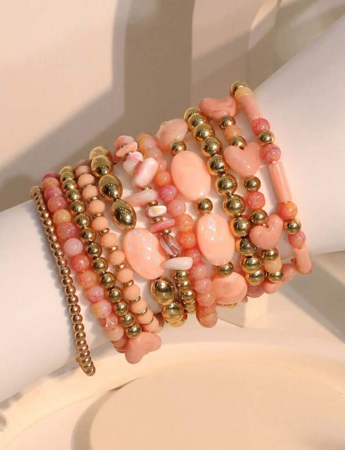 Pink/Coral Bohemian Beaded Bracelet