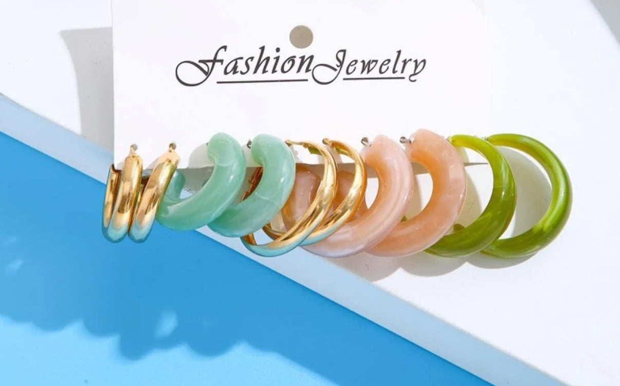 5pair Assorted Hoop Earrings