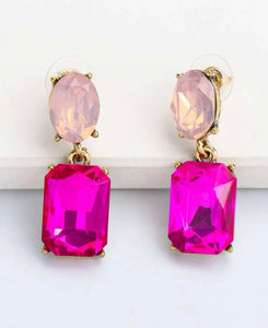 Two Toned Pink Gem Earrings