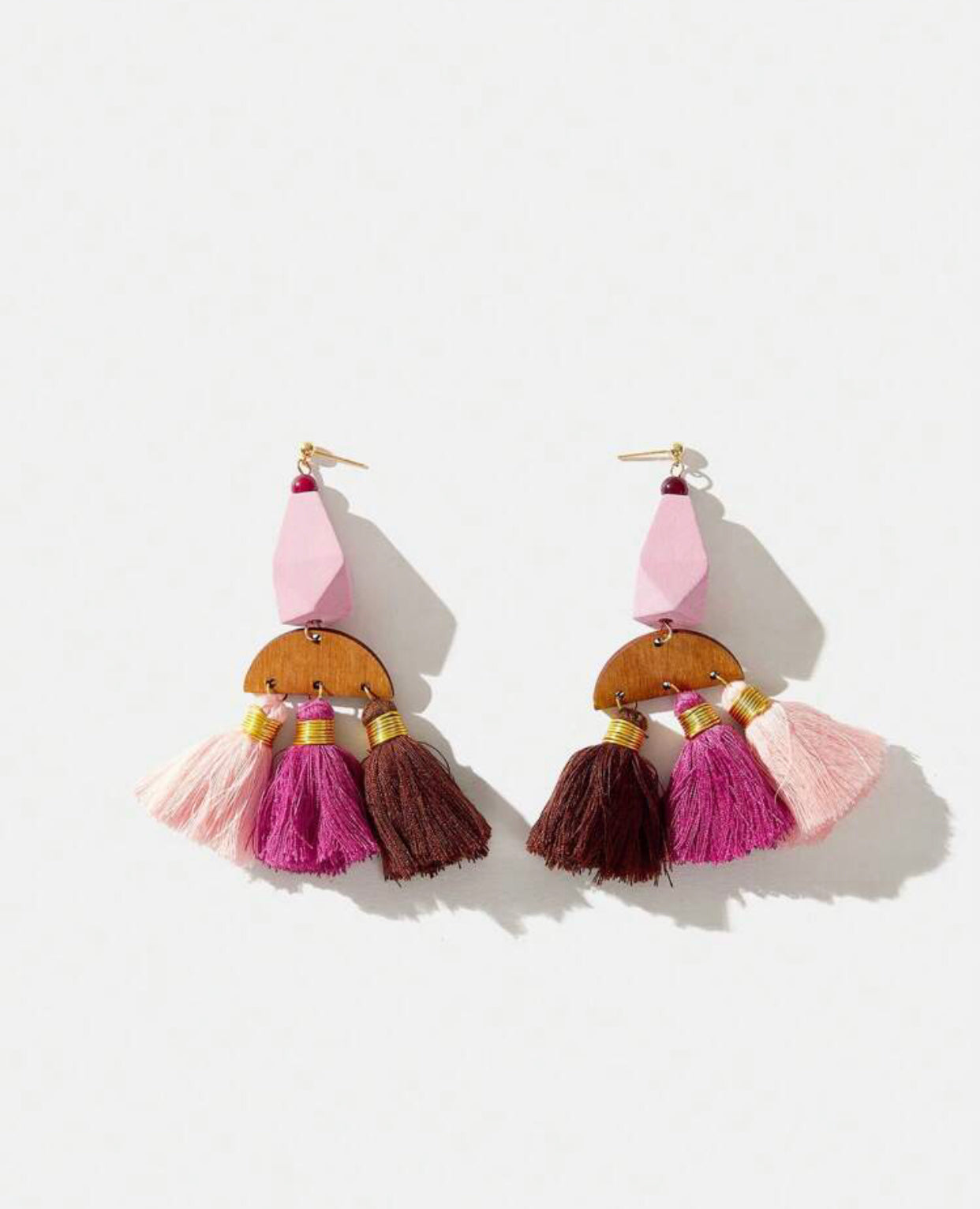 Multi Pink Tassel Earrings