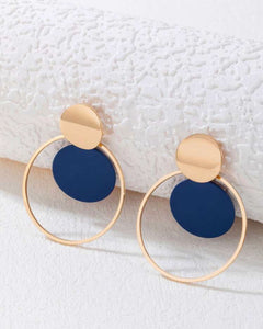 Navy Double Circle Earrings