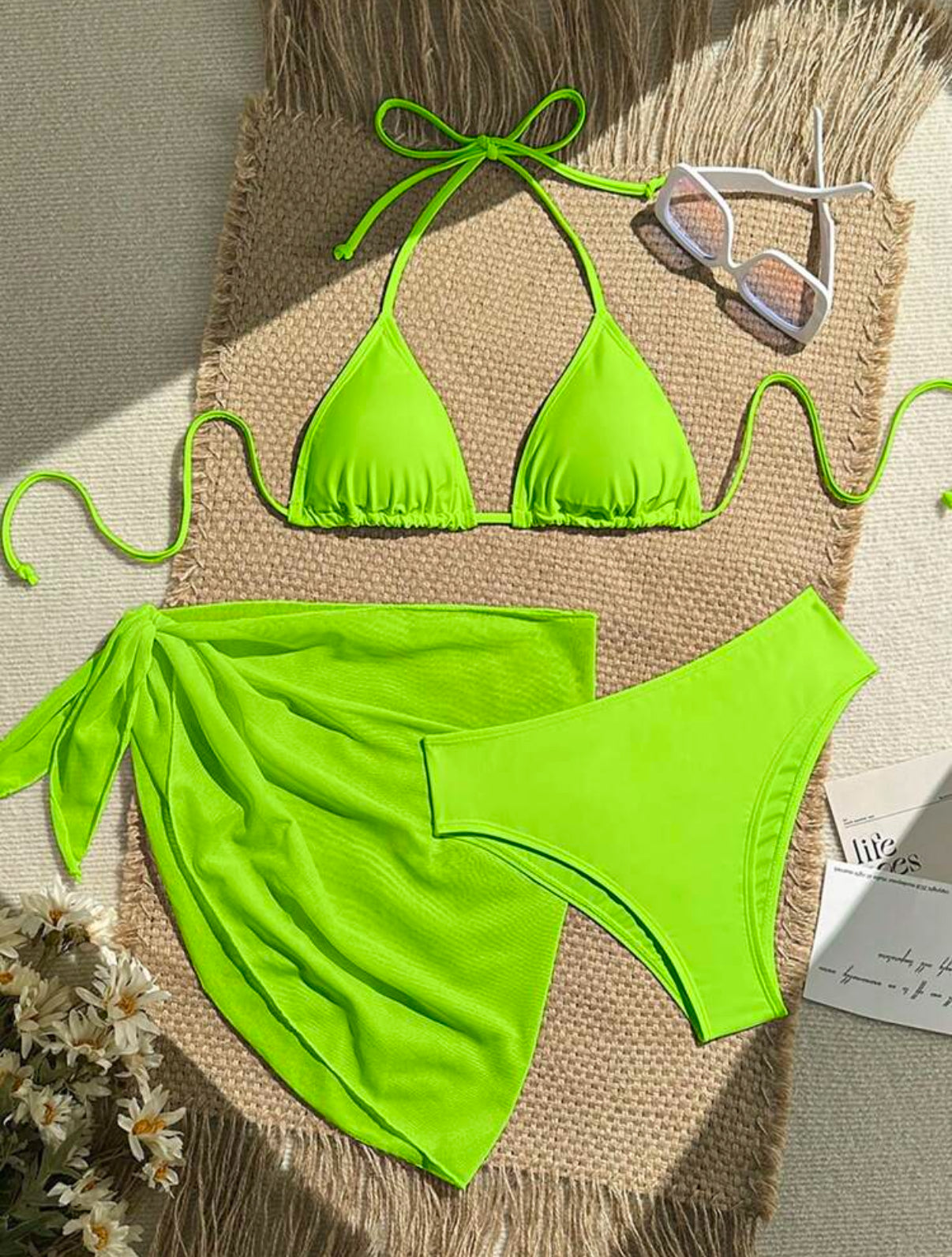 Neon Green Bikini with Wrap