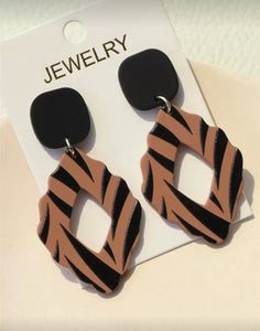 Striped Pattern Drop Earrings