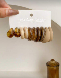 5pair Brown Earring Set