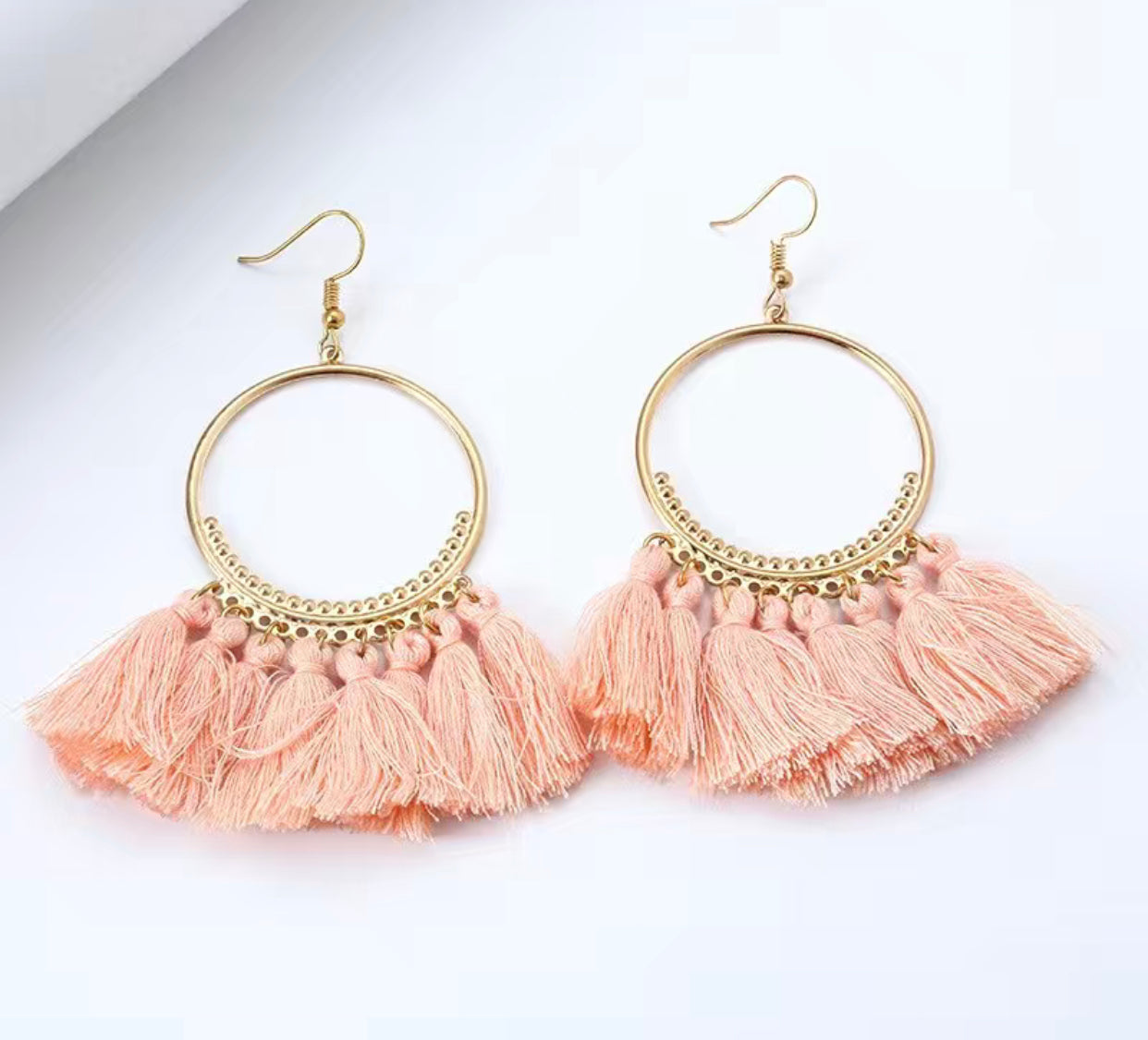 Pink Bohemian Tassel Earrings