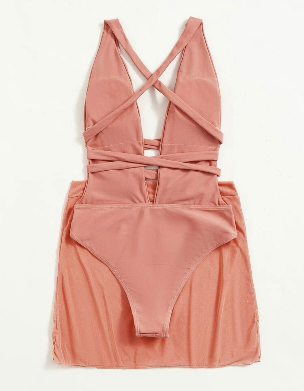 Coral One Piece Swimsuit with Skirt