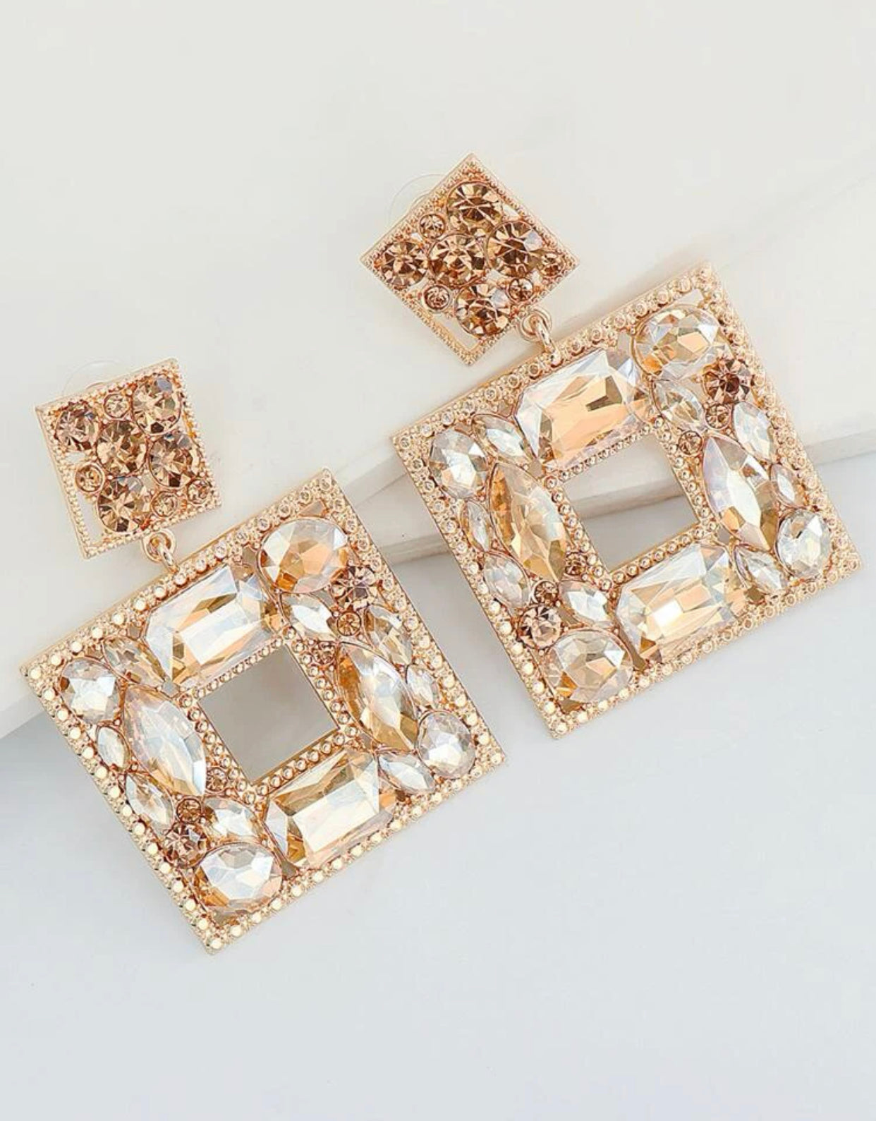 Champagne Square Drop Earrings