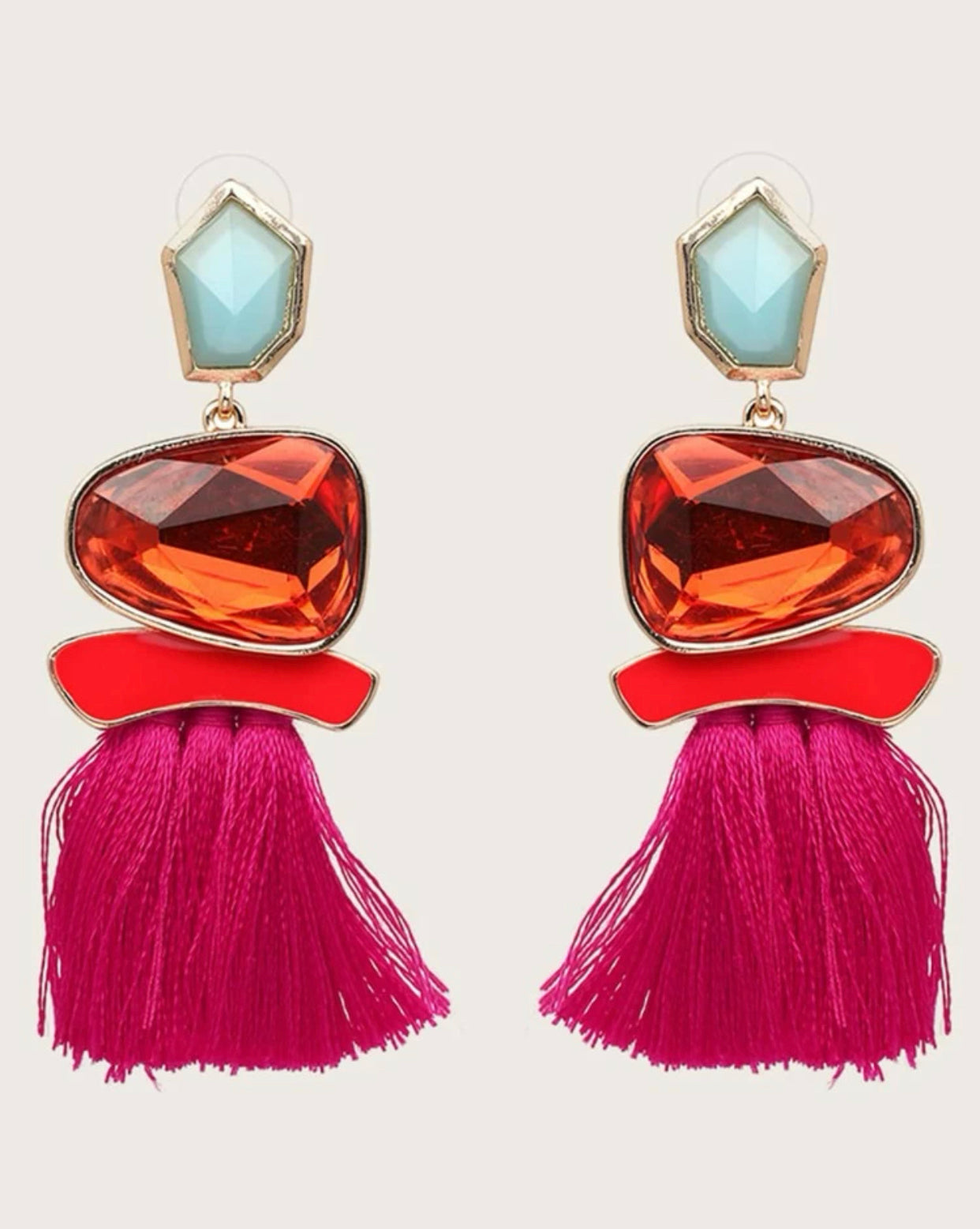 Gemstone Tassel Drop Earrings