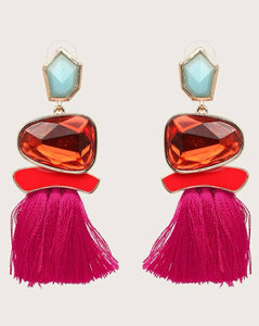Gemstone Tassel Drop Earrings