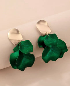 Emerald Petal Drop Earrings